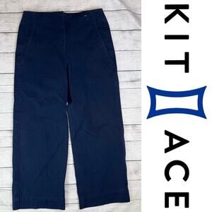 Kit and Ace Women's Cropped Wide Leg Chino Pants Navy Blue Size 6